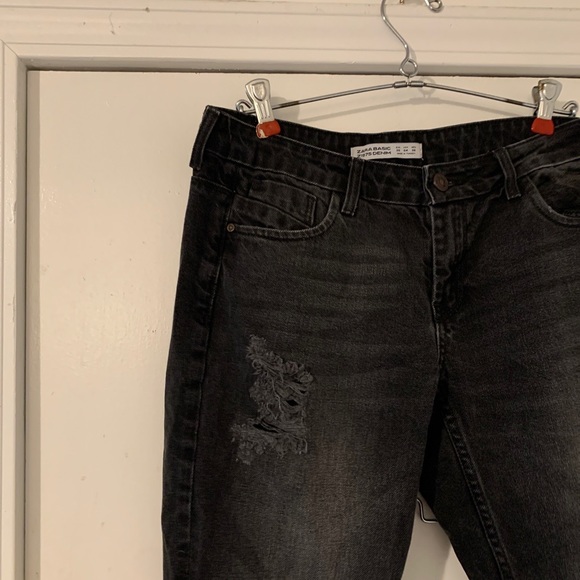 Zara Basic Z1975 Denim Size 4 Women’s Skinny Jeans Distressed Black a9 - Picture 8 of 12